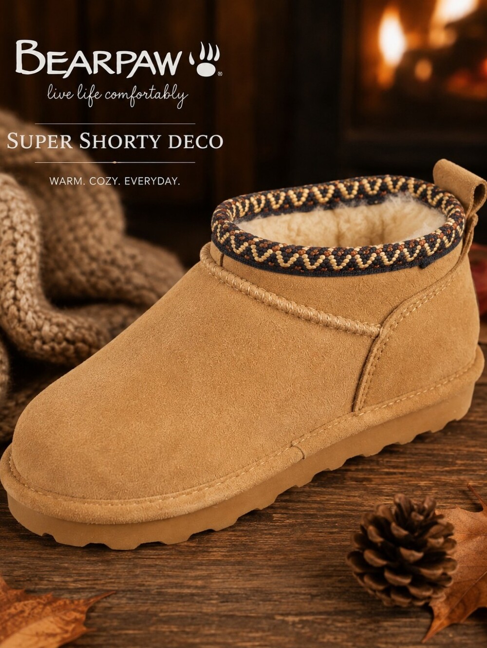 BEARPAW Super Shorty Deco Boots Women 5/Youth 3.5-Iced Coffee NIB